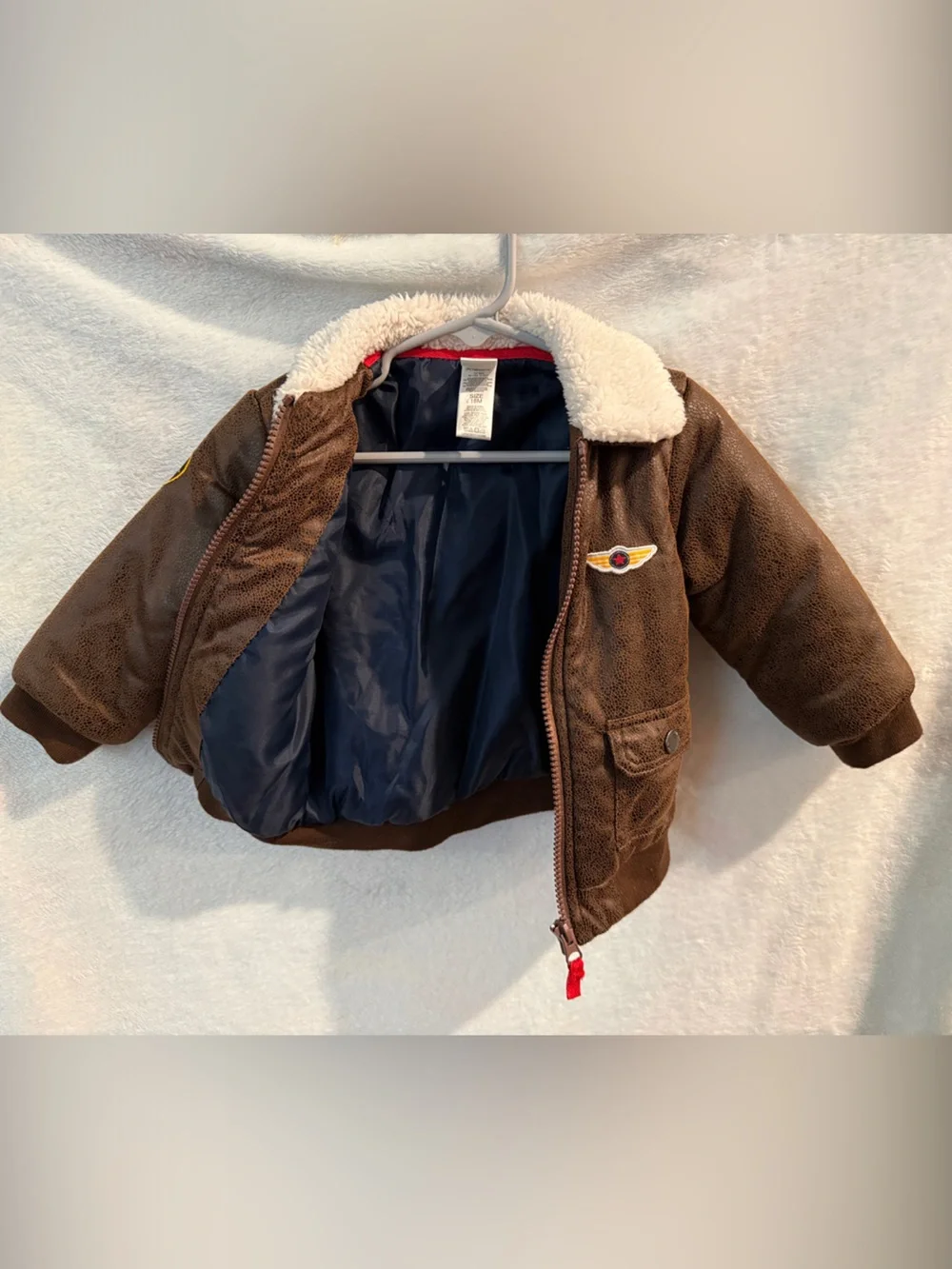 Little Me Infant Brown Aviator Jacket with Faux-Shearling Collar Size 18 Months